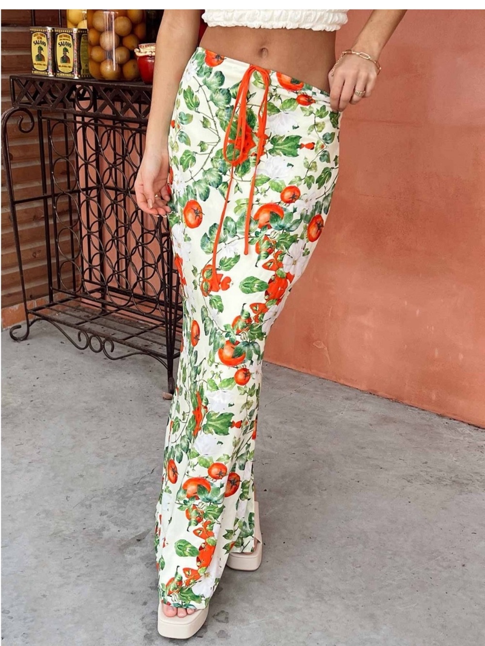 PRINCESS POLLY Tomato Print Maxi Skirt